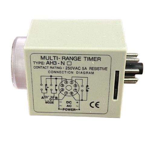 Anly AH3NB Analogue Timer Relay 220V with multi-range settings and connection diagram