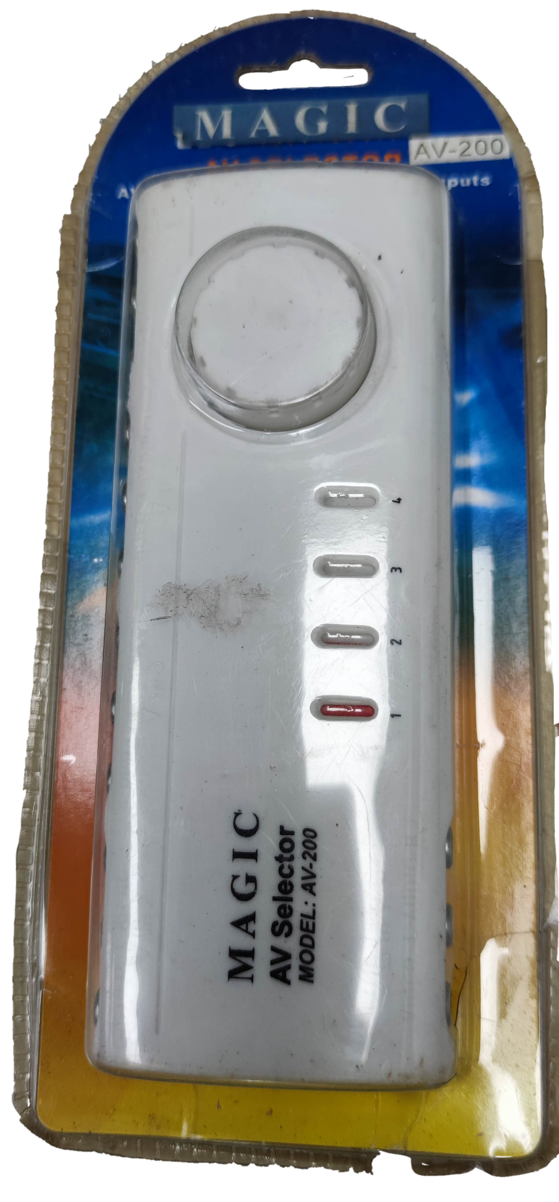 Magic audio video selector switch with rotary knob and multiple input options for AV devices