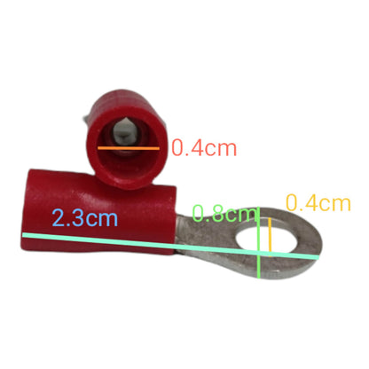 Local Terminal Lugs Ring Type Red Insulation 2.0mm (10Pcs + 10Pcs Free) , Ring Terminal Lugs,  Round Terminal Lugs