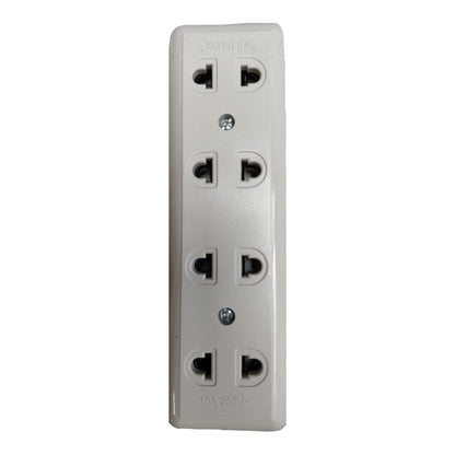 Omni  4 Gang Flat Pin and Round Extension Outlet Surface Type Outlet  WSO-004