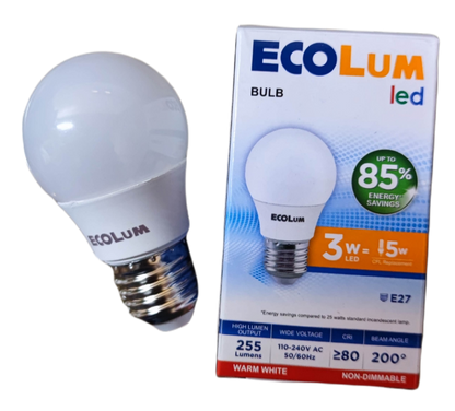 Ecolum 3W LED Bulb 220V E27 Warm White