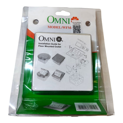Omni Pop-Up Floor Outlet Square 2 Gang Universal Outlet 15A 220V with Ground and Utility Box WFM-002