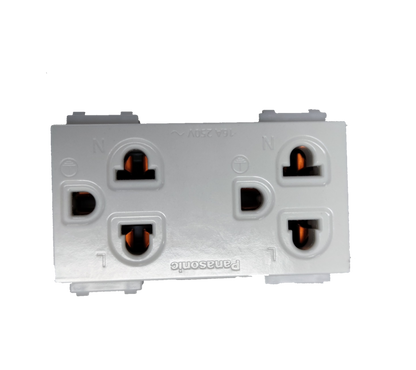 Panasonic Duplex Outlet with Ground Universal 16A 250V, Duplex Universal Outlet with Ground, 2 Gang Universal Outlet with Ground WEG15929