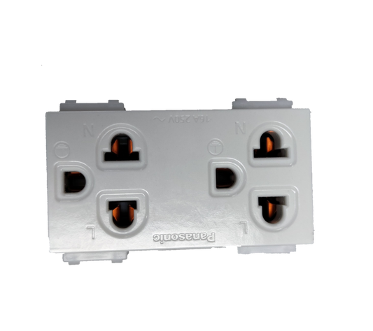 Panasonic Duplex Outlet with Ground Universal 16A 250V, Duplex Universal Outlet with Ground, 2 Gang Universal Outlet with Ground WEG15929