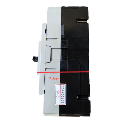 A black and white electrical component or switch module shown on a plain white background, with a red measurement line across the middle labeled 7.5cm and a small white label with Chinese characters and a number.