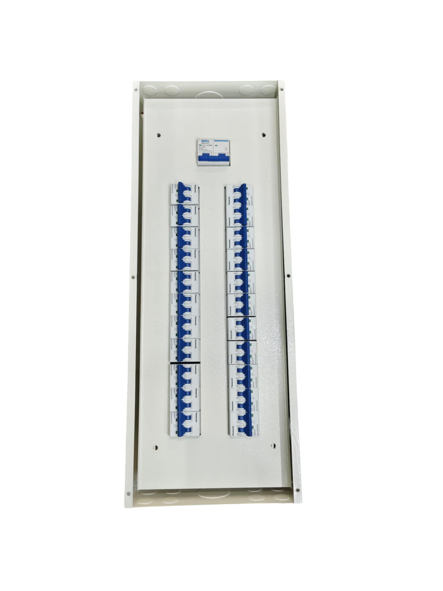 Panel Board 125A 2 Pole Main Chint Miniature Circuit Breaker 22 Branches 2 Pole Panasonic for Miniature 3 Modules Metal Base