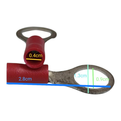 Local Terminal Lugs Ring Type Red Insulation 2.0mm (10Pcs + 10Pcs Free) , Ring Terminal Lugs,  Round Terminal Lugs