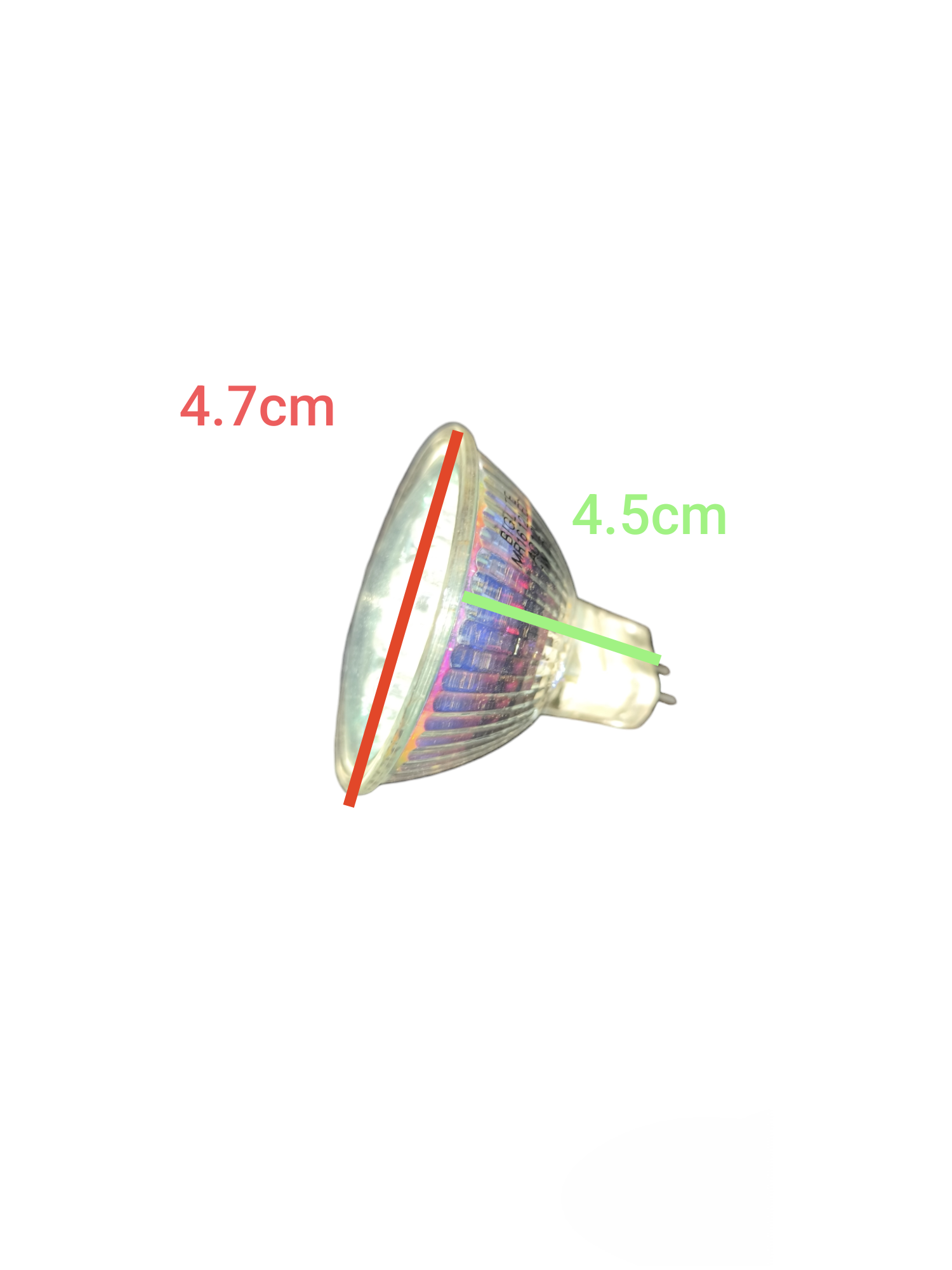 Biglite 1W LED MR16 bulb with dimensions 4.7 cm diameter and 4.5 cm length
