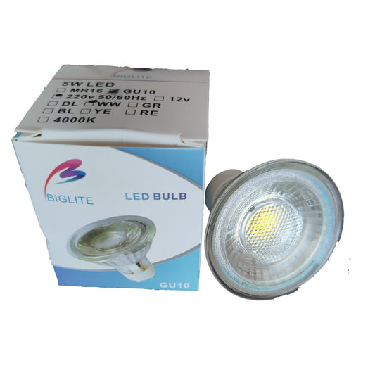 Biglite 5W GU10 LED Bulb Warm White 3000K MR-16 220V Non-Dimmable