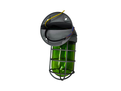 Biglite 60W outdoor vapor lamp with green glass and protective metal cage for lighting installation