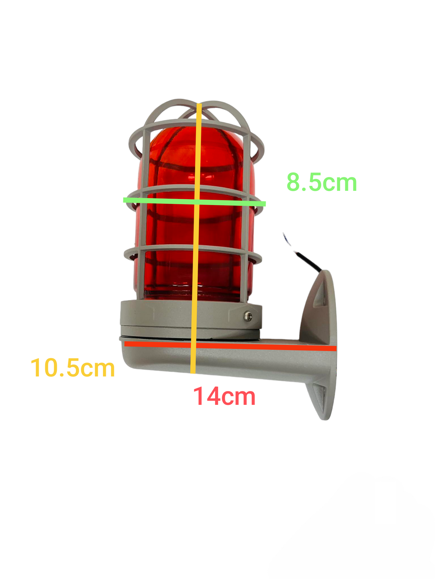 Biglite industrial vapor lamp fixture wall-mounted with red protective cage and compact design