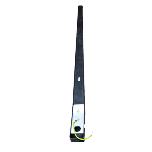 Black Biglite track lighting bar with wiring and mounting hardware for lighting installation