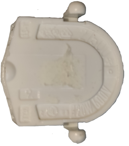 White BJB T-5 fluorescent holder for secure fluorescent tube installation in lighting systems