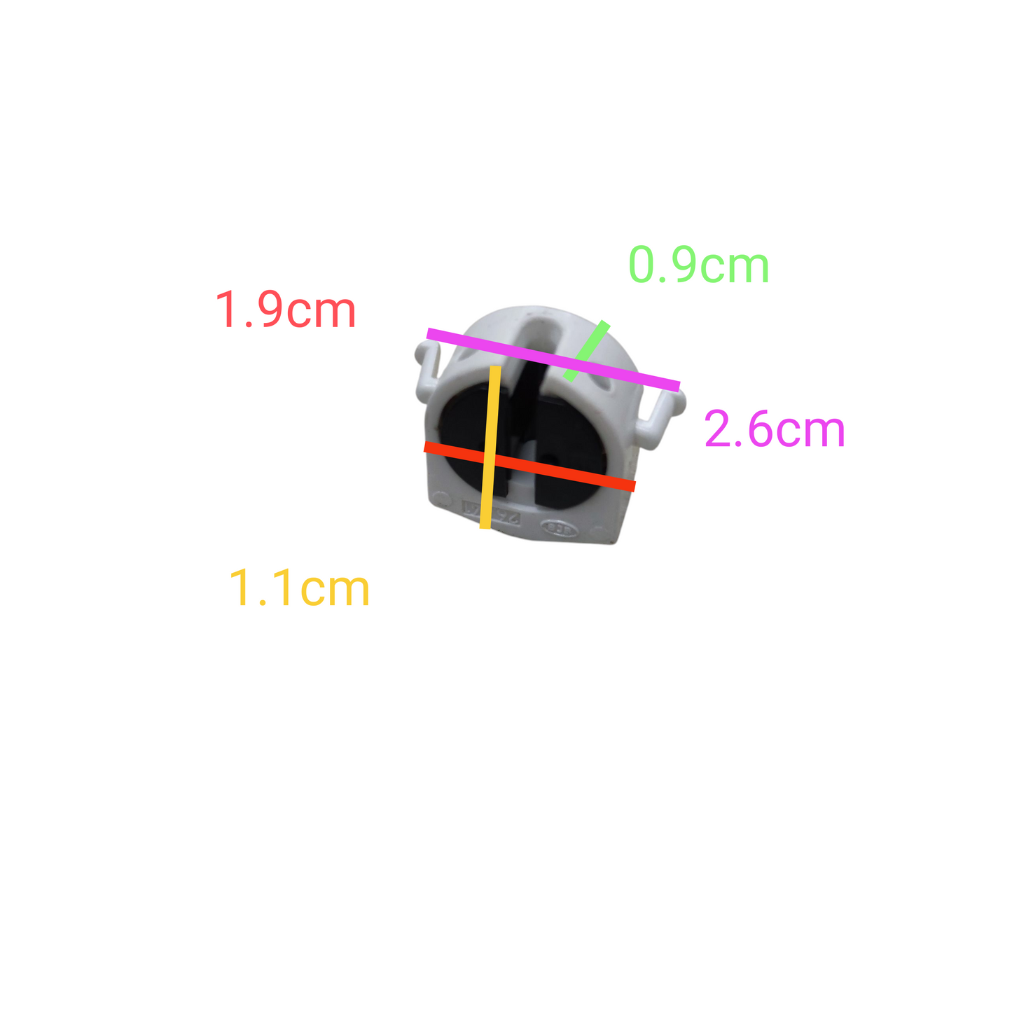 BJB T-5 fluorescent holder with dimensions for easy lighting installation and accessories