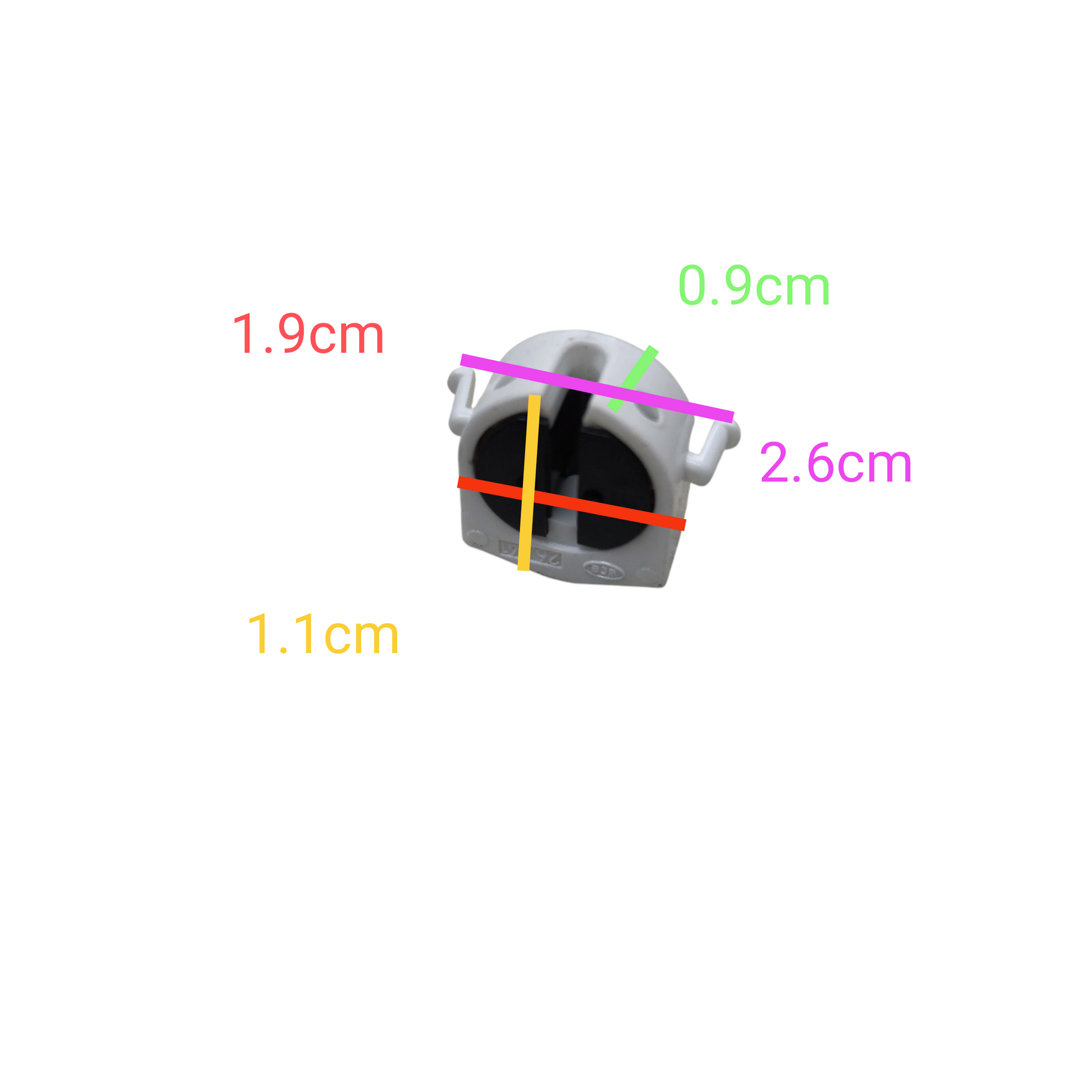 BJB T-5 fluorescent holder with dimensions for easy lighting installation and accessories
