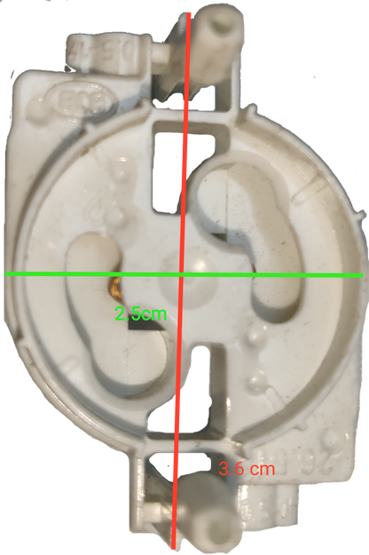 White BJB T100 starter holder electrical circuitry part with circular design and precise measurements