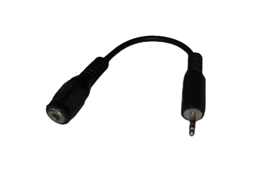 Black 2.5mm to 3.5mm audio adaptor cable with male and female connectors from China