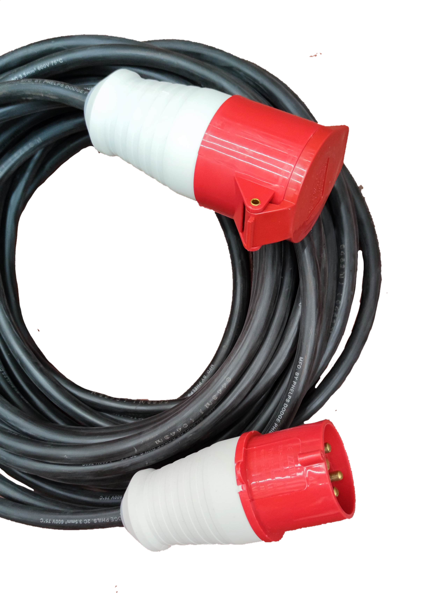 Grippes & Phelps Dodge 3 phase 4 pin power connector with long black cable for electrical use