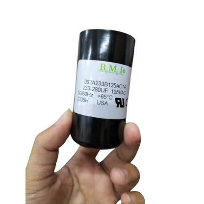 BMI 233-280uF Motor Starting Capacitor in Black Container for Electrical Applications