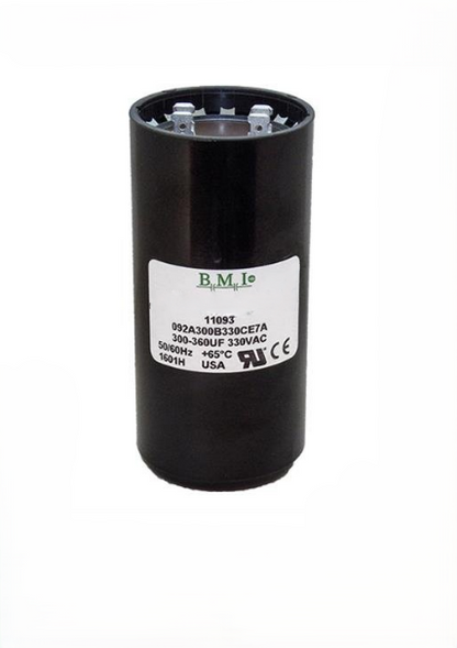 BMI 300-360 UF Motor Starting Capacitor black cylindrical electrical component for motor circuits