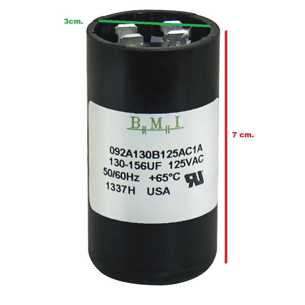 BMI Capacitor 130-156MFD for Motor with 125VAC rating and durable design