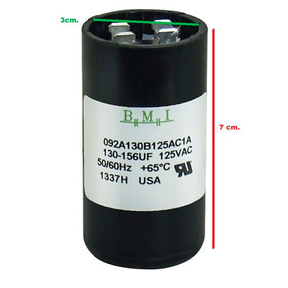 BMI Capacitor 130-156MFD for Motor with 125VAC rating and durable design
