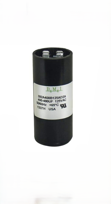 BMI Motor Starting Capacitor 400-480 uf black cylindrical electrical part with label