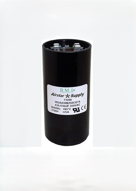 BMI Motor Starting Capacitor 430-516 UF black cylindrical electrical component for motors