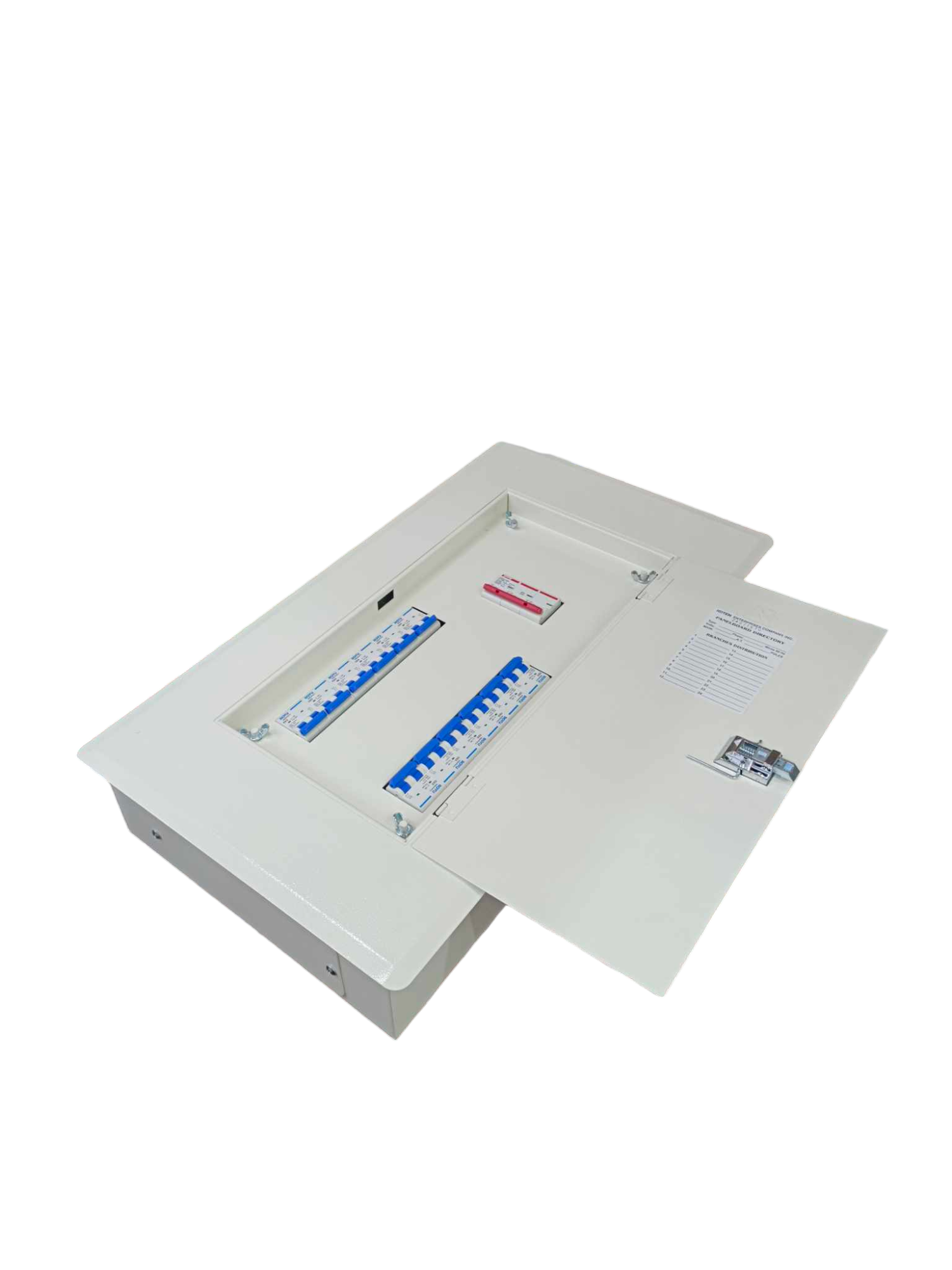 Royu Himel Koten miniature circuit breaker panel 12 branches with white metal enclosure and open door