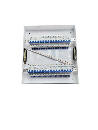 Royu & ZY Breakers Panel Board 50A 2 Pole Main with multiple circuit breakers in white metal casing
