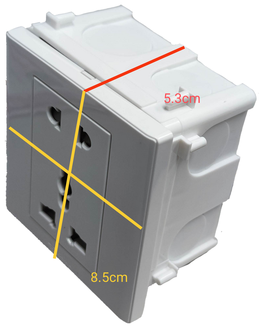 Bull 2 Gang Square Device Universal with Ground 10A white power point switch and plug