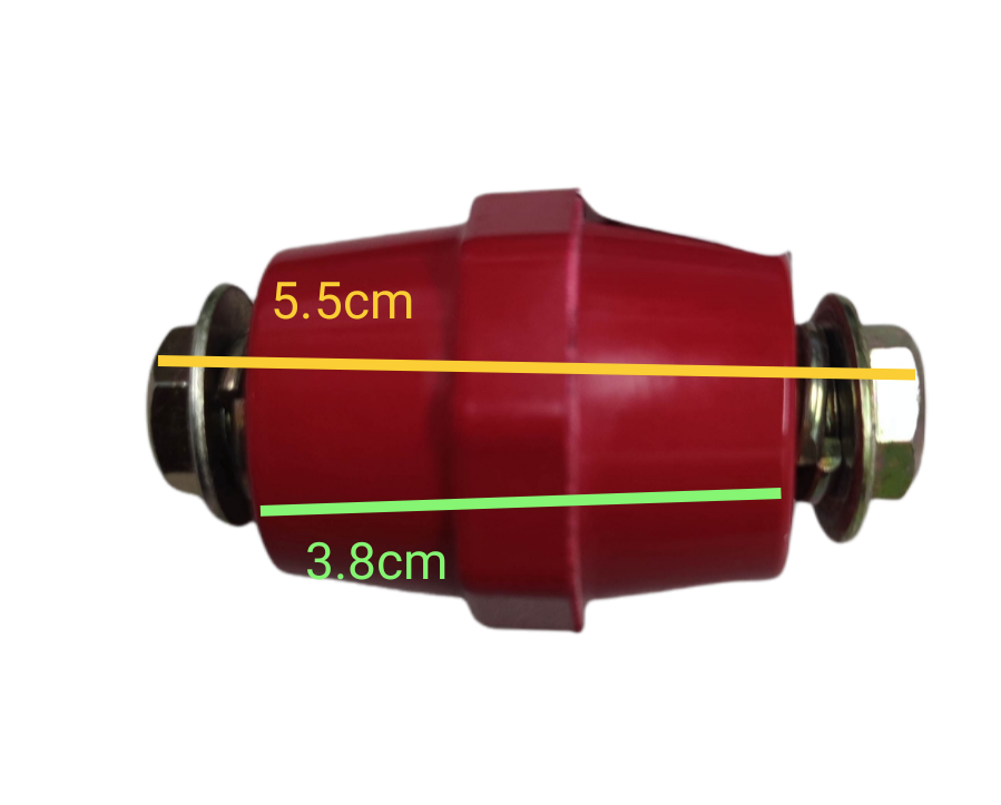 Grippes Bus Bar Insulator 12Kv SM-7105 in red with metal attachments and dimensions shown