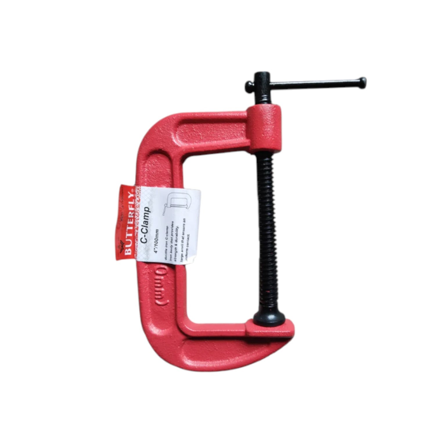 Butterfly 10 inch C-clamp for woodworking with durable construction and easy grip handle