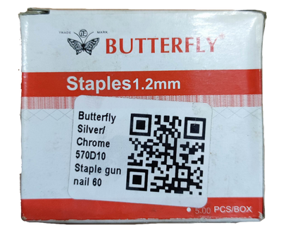 Butterfly staples box 1.2mm silver chrome for staple gun 500pcs box staple wires packaging