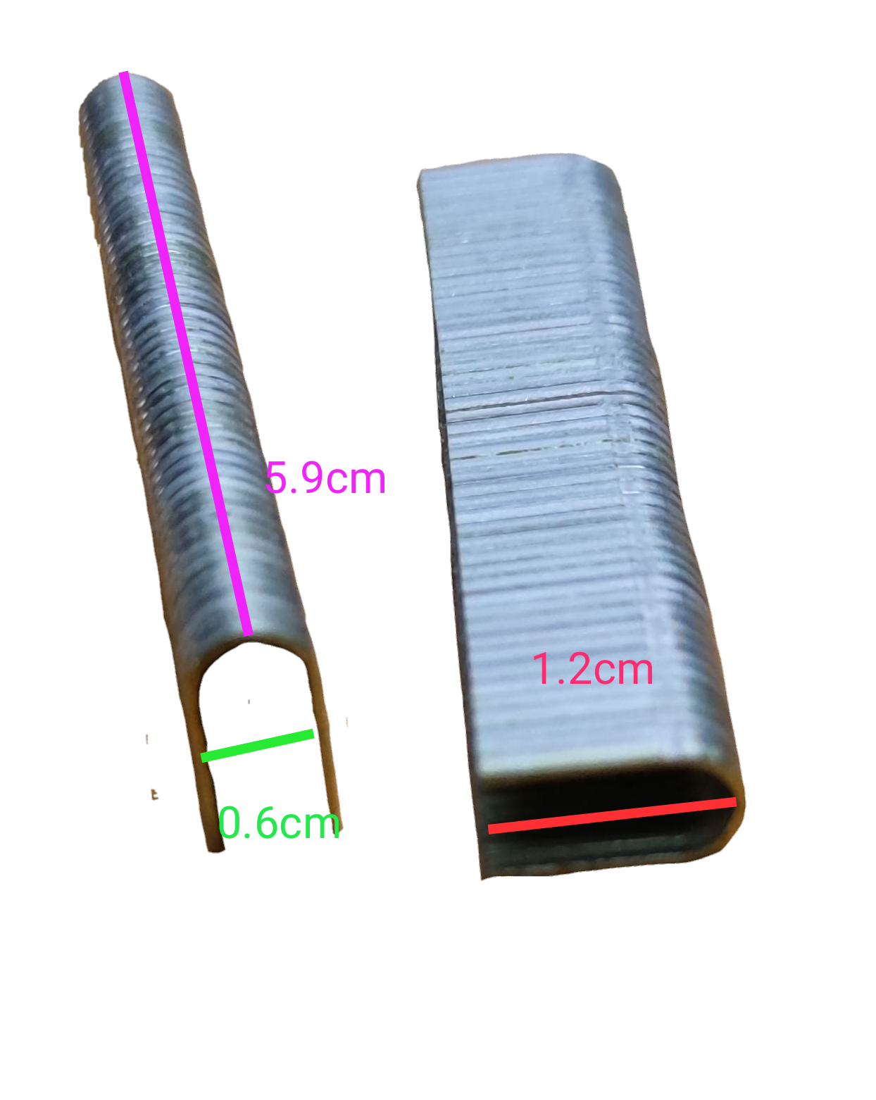 Butterfly metal staples for staplers 500pcs box staple wires two silver strips on black background about 6 cm long