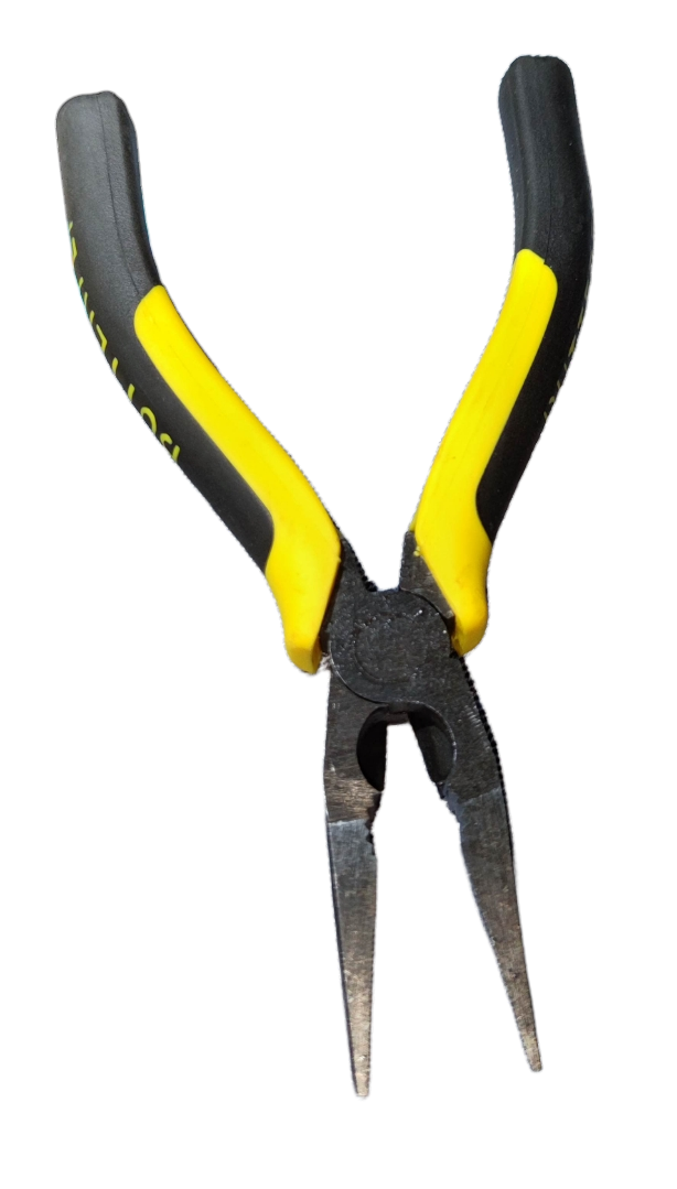 Butterfly Long Nose Plier 152mm 6 Inches with yellow and black rubber grip handles