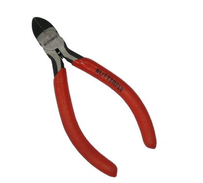 Butterfly Micro Nipper Pliers with red ergonomic handles for precise cutting in hand tools