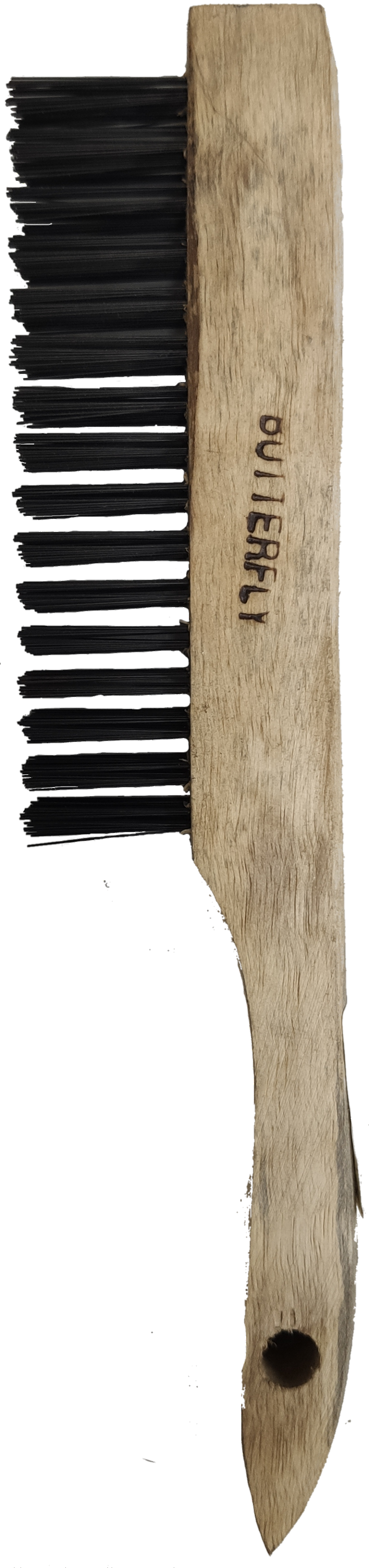 Butterfly Steel Brush with wooden handle and black bristles for durable cleaning