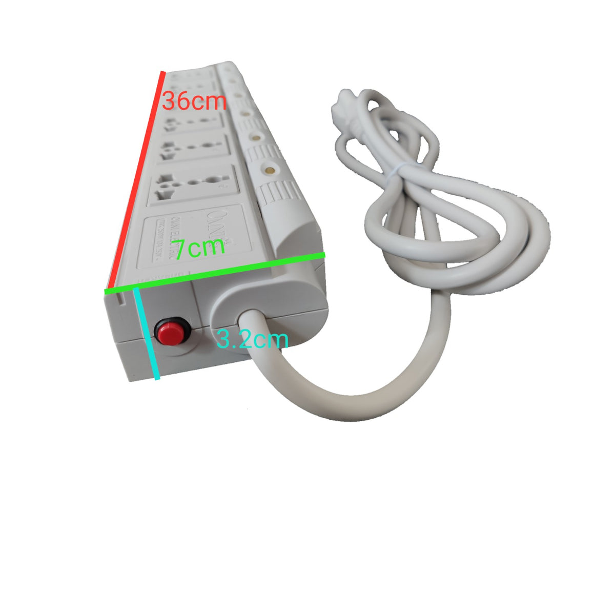 Omni  6 Gang Extension Cord Universal 6 Feet with Individual Switch Power Strip 6 Socket 10A 220V 1.83 Meters WED-360-PK