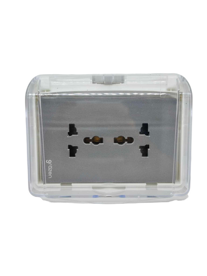 Grazen Weatherproof Plate Cover with Duplex Universal Outlet with Ground 16A 220V Available in Grey, Black, White and Gold