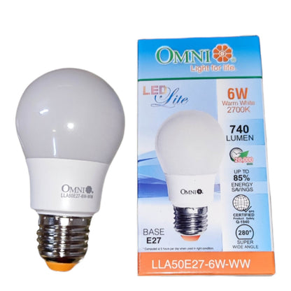 Omni 6W LED Bulb E27 220V Daylight 6500K or Warm White 3000K A50 LLA50E27-6W