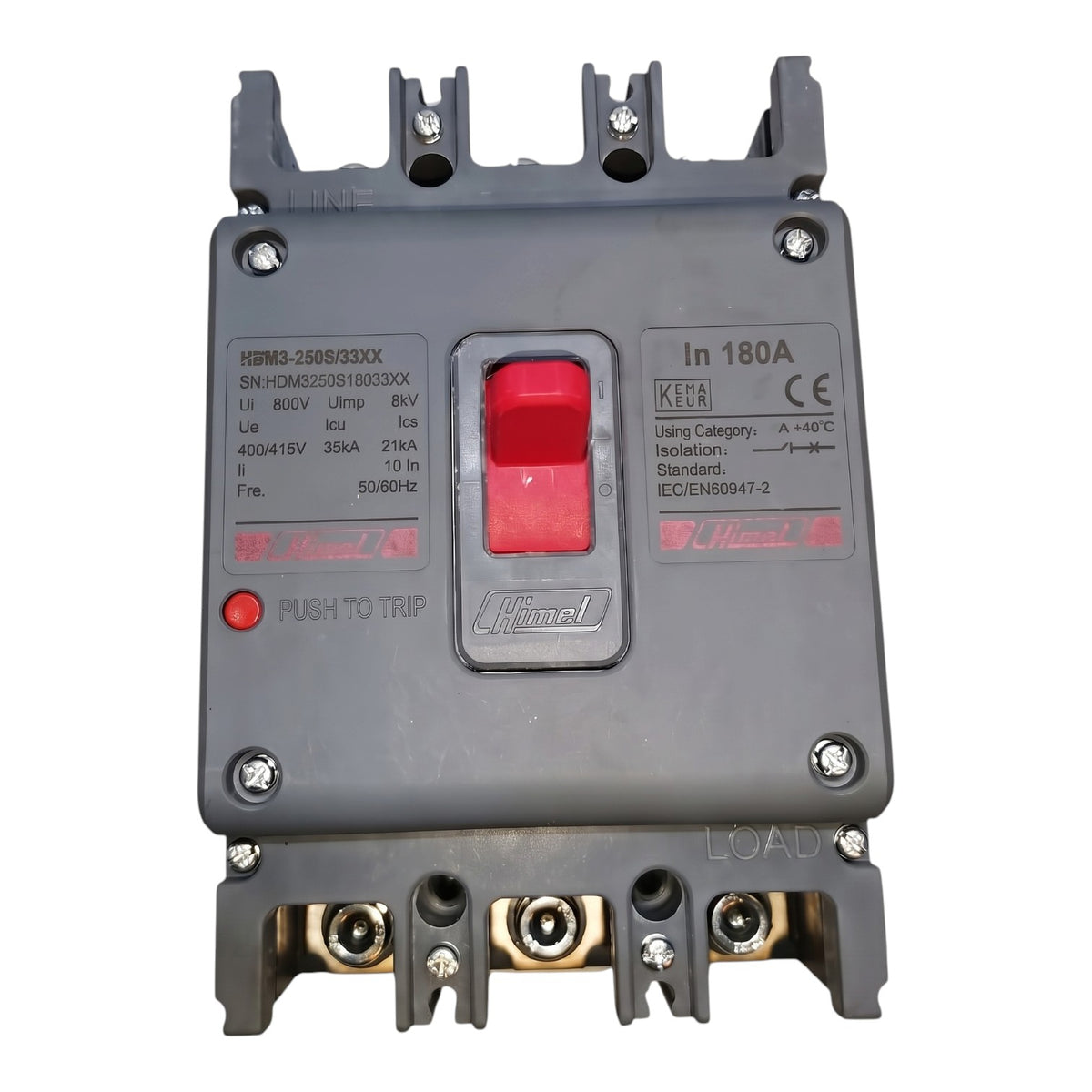 Himel 180A 3 Pole 35KAIC 400V Molded Case Circuit Breaker 3 Phase Industrial Circuit Breaker 25Kaic 220V HDM3250S18033XX