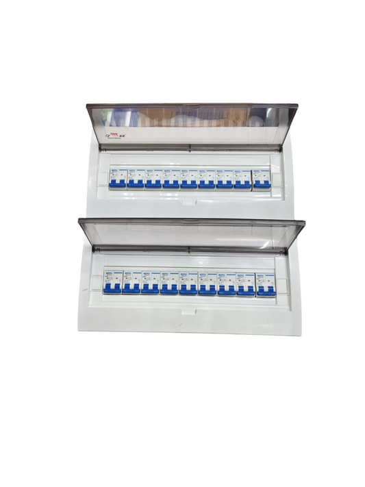 Panel Board 50A 2 Pole Main Miniature Circuit Breaker with 17 Branches 2 Pole  Miniature Circuit Breaker 32 Ways Surface Type Panel Box ZY with 17 Bus Bar 2 Pole (Royu Breakers)