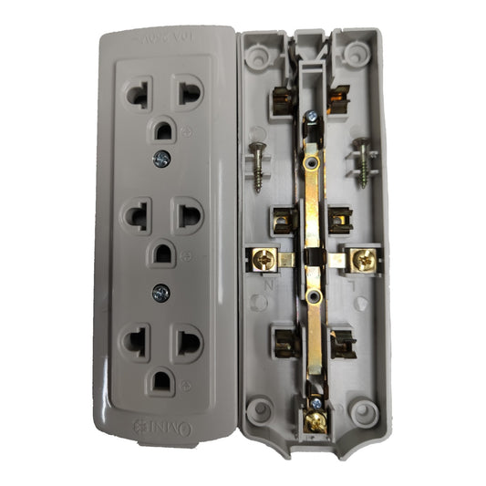 Omni 3 Gang Extension Universal Outlet with Ground 3 Gang, Surface Type Outlet with Ground WSG-003