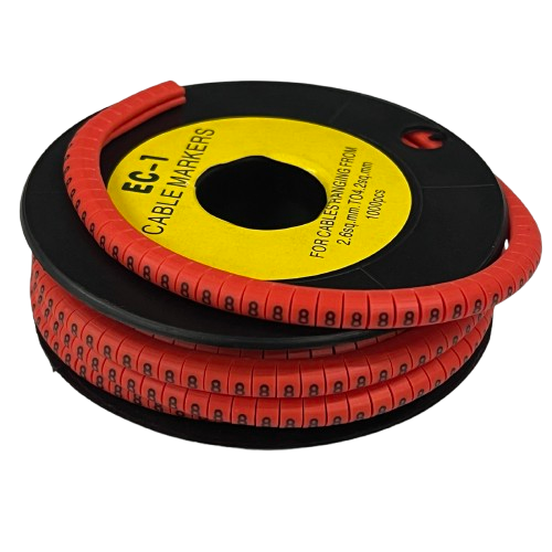 Grippes Cable 8 Marker Red 2.6mm to 4.2mm flexible cable management markers on spool