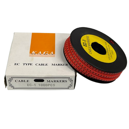 Grippes Cable 8 Marker Red 2.6mm to 4.2mm roll with 1000 pieces in white box for cable management
