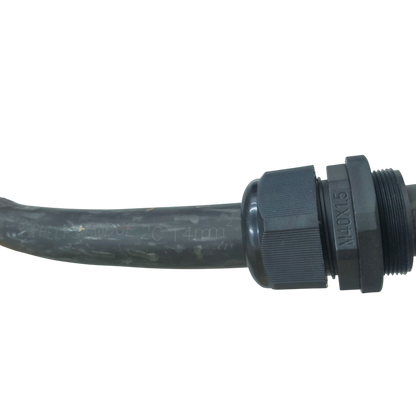 Grippes Cable Gland M40 22-28mm attached to black cable for secure cable management