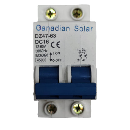 16A DC Miniature Circuit Breaker for electrical safety with clear ON and OFF indicators