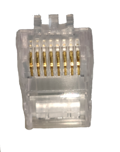AMP CAT 5e Connector Plug Plastic clear Ethernet cable connector with gold contacts