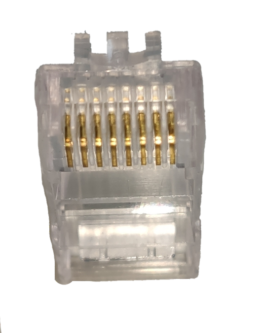 AMP CAT 5e Connector Plug Plastic clear Ethernet cable connector with gold contacts